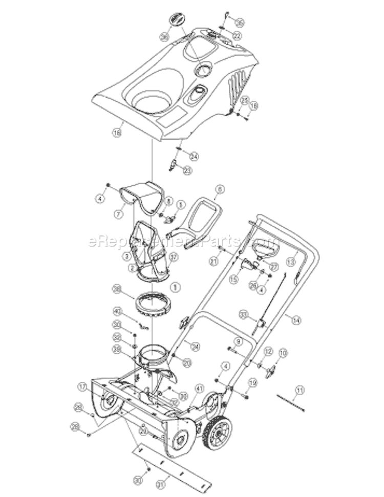 Page B Diagram and Parts List for 31AS295-801 2005-2 Yard Man Snow Blower